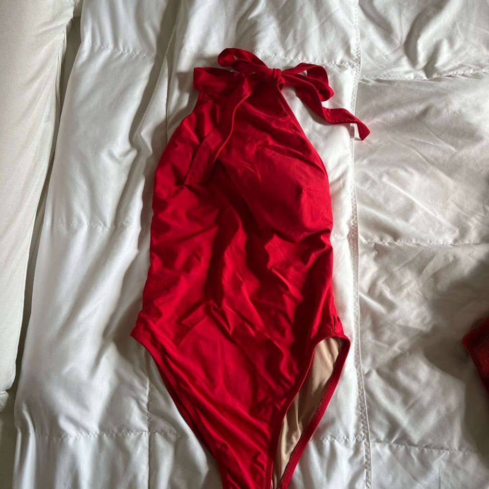 J.Crew Red Halter One-Piece Swimsuit